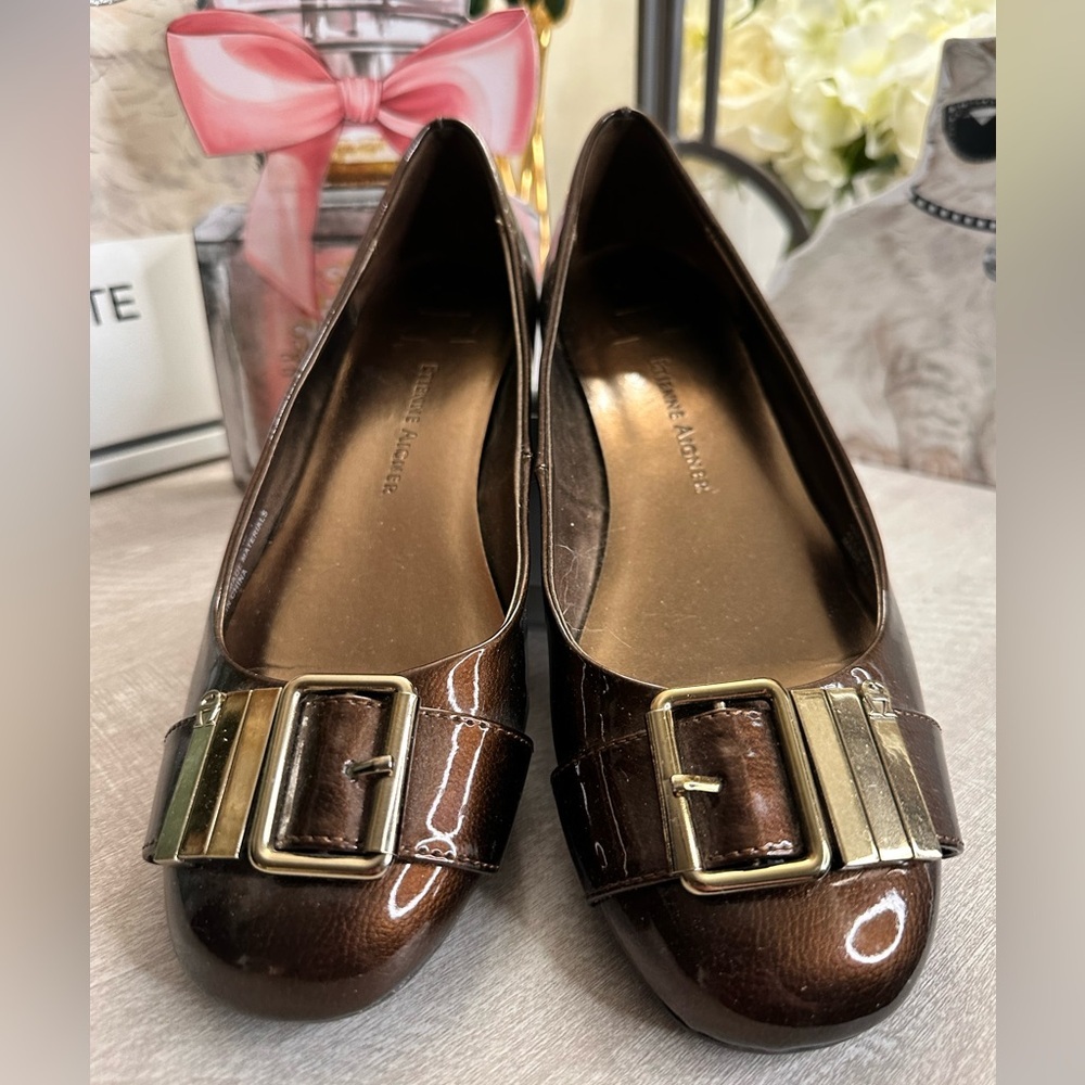 Etienne Aigner Brown Leather Women's Shoes with Buckle